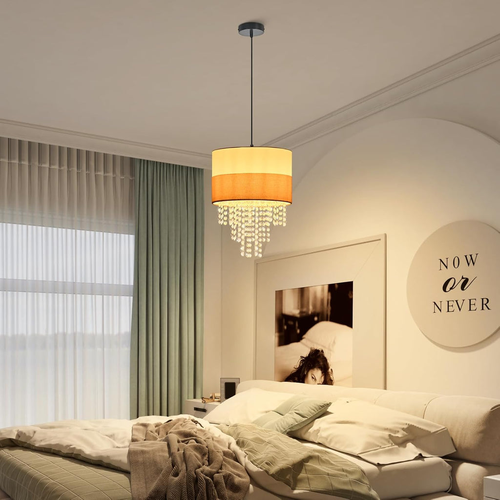 Jane Hanglamp met kristallen, beige/zwart