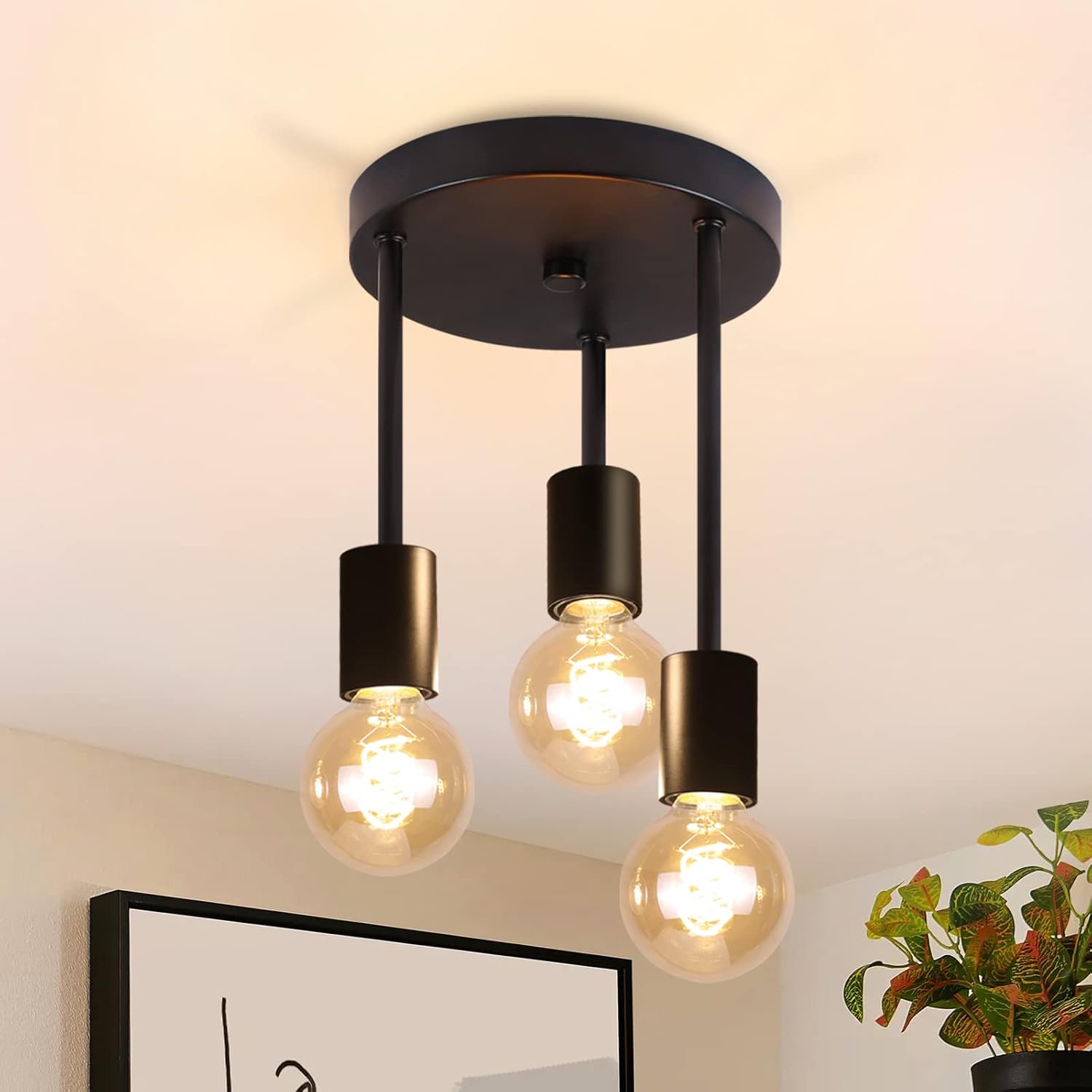Plafondlamp zwart 3-lichts modern industrieel - Jake