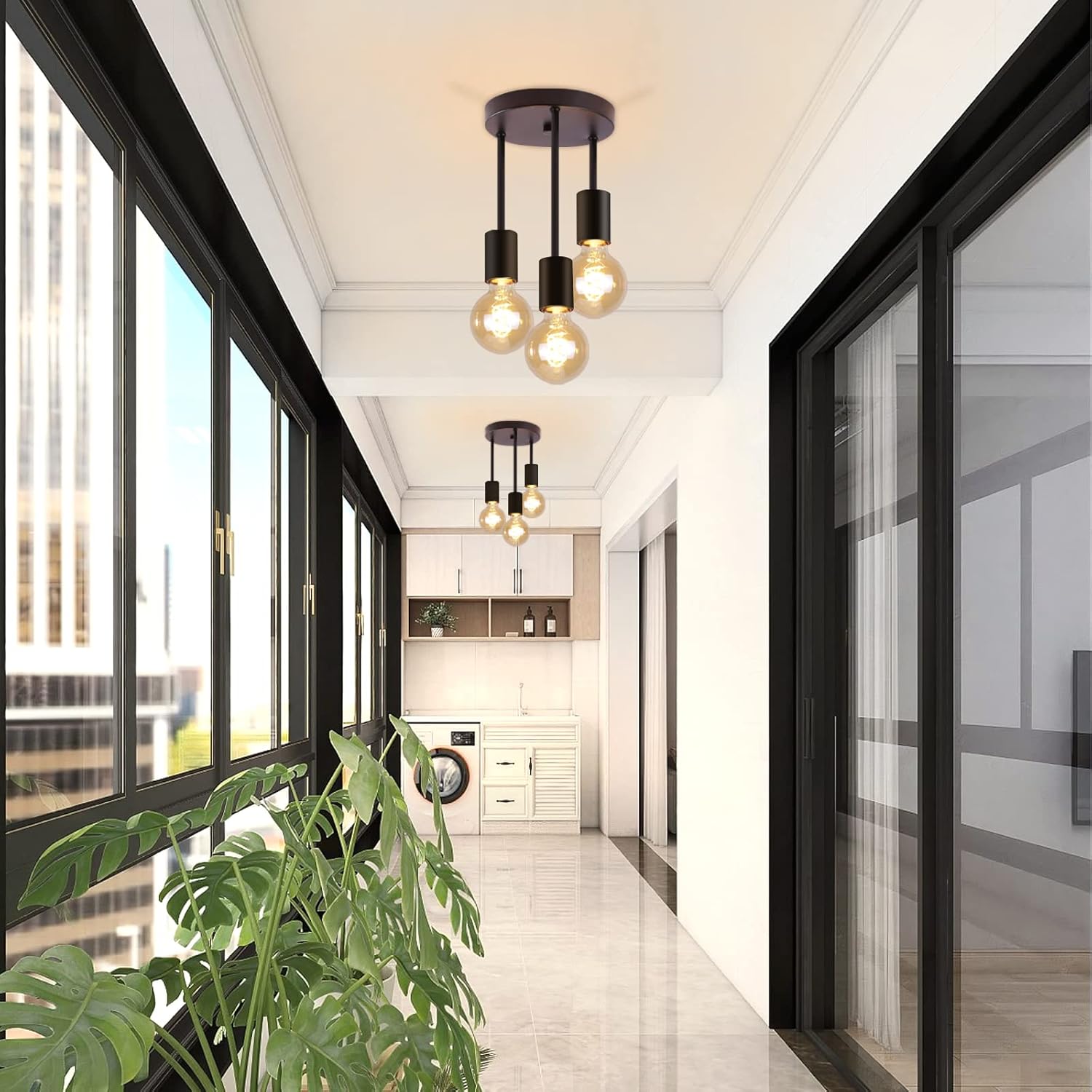 Plafondlamp zwart 3-lichts modern industrieel - Jake