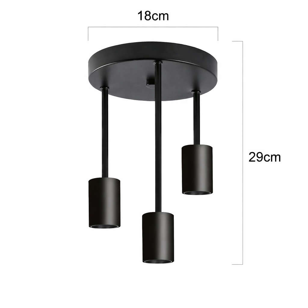 Plafondlamp zwart 3-lichts modern industrieel - Jake