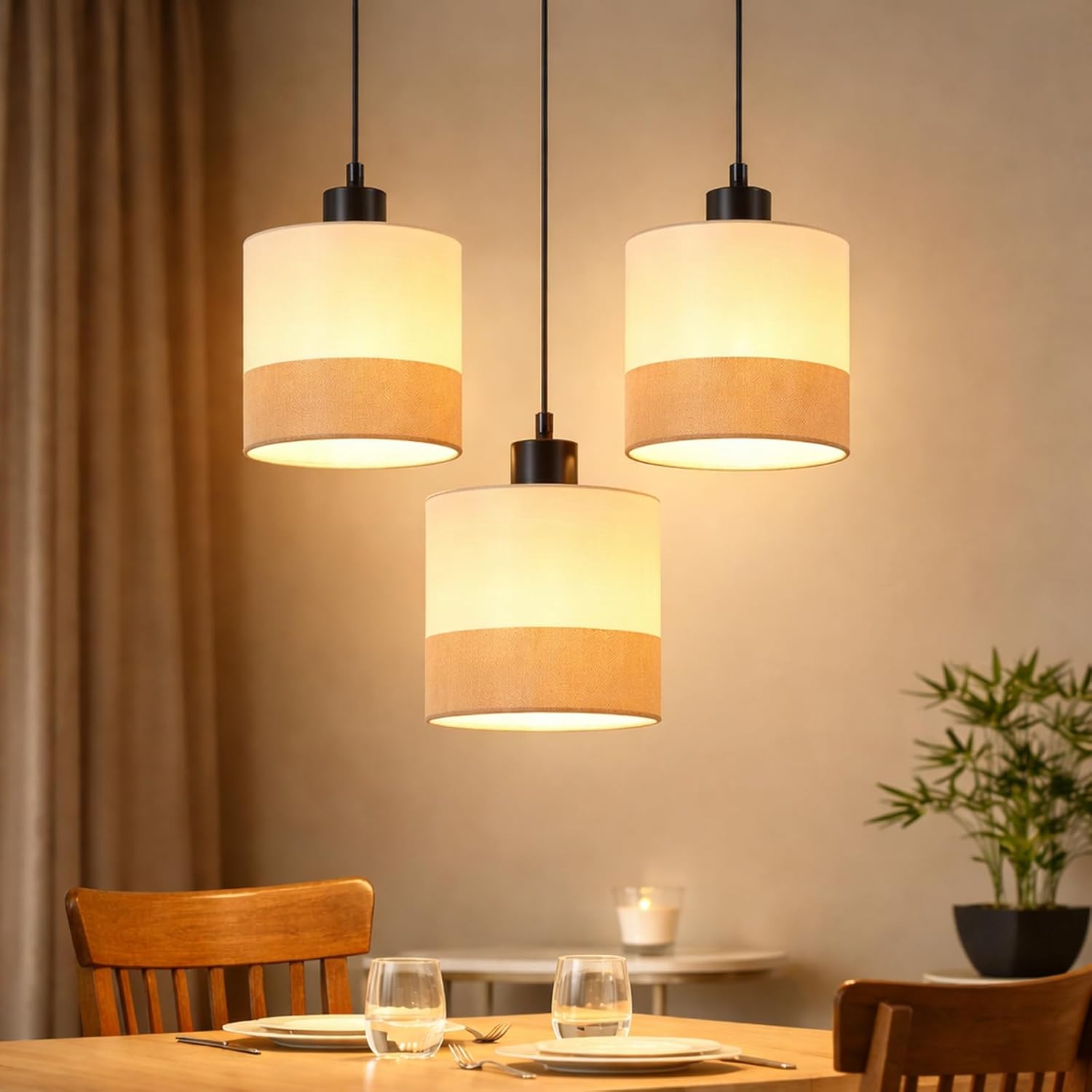 Jane Hanglamp, beige/zwart