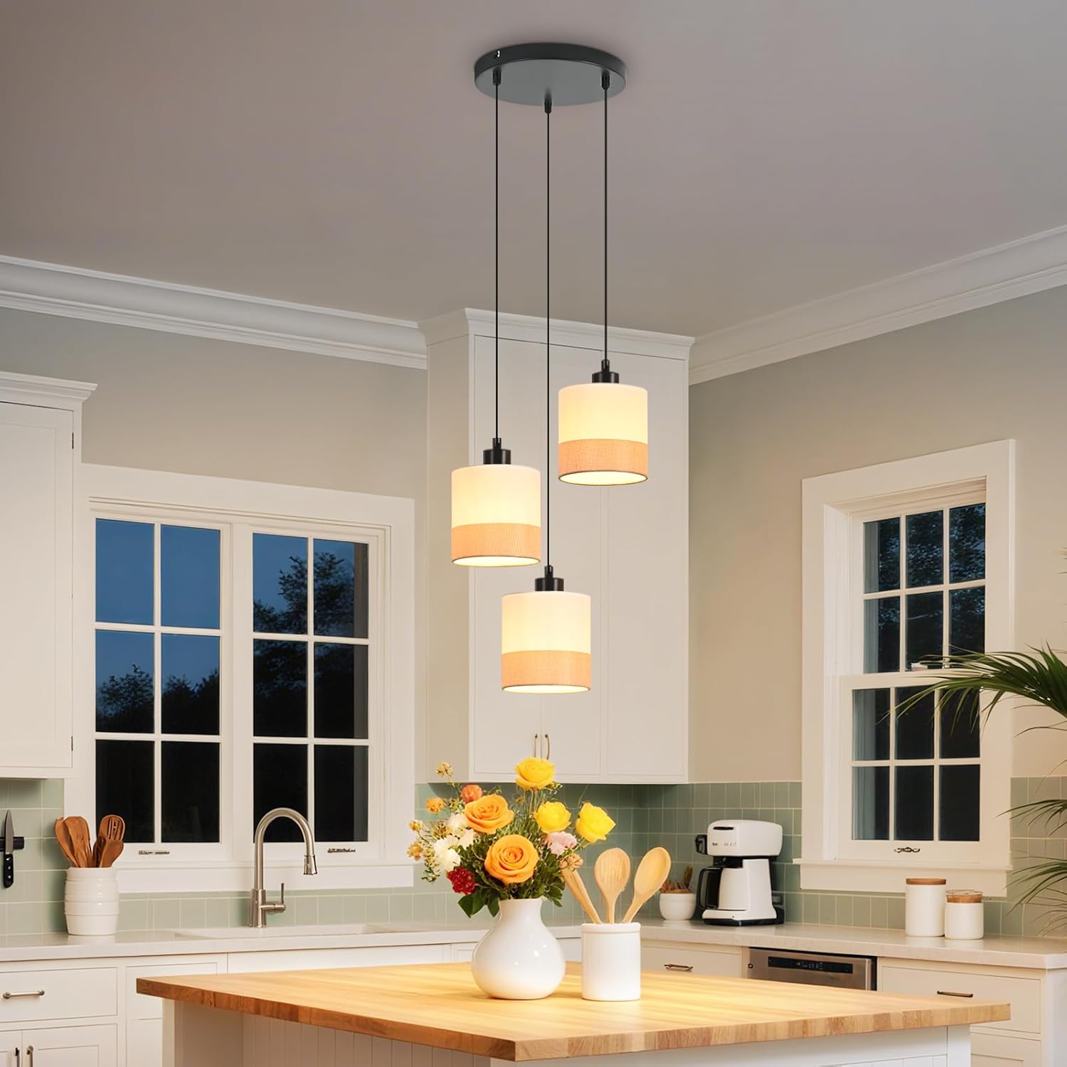 Jane Hanglamp, beige/zwart