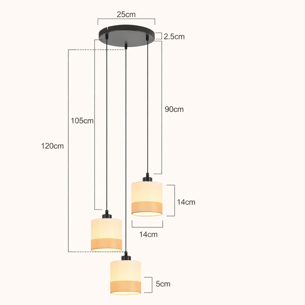 Jane Hanglamp, beige/zwart