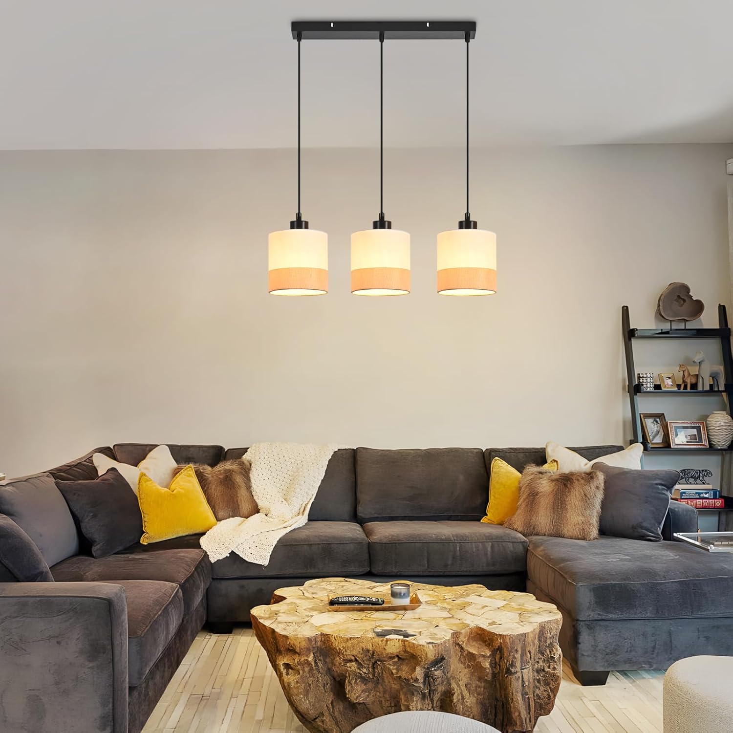 Jane Hanglamp, beige/zwart
