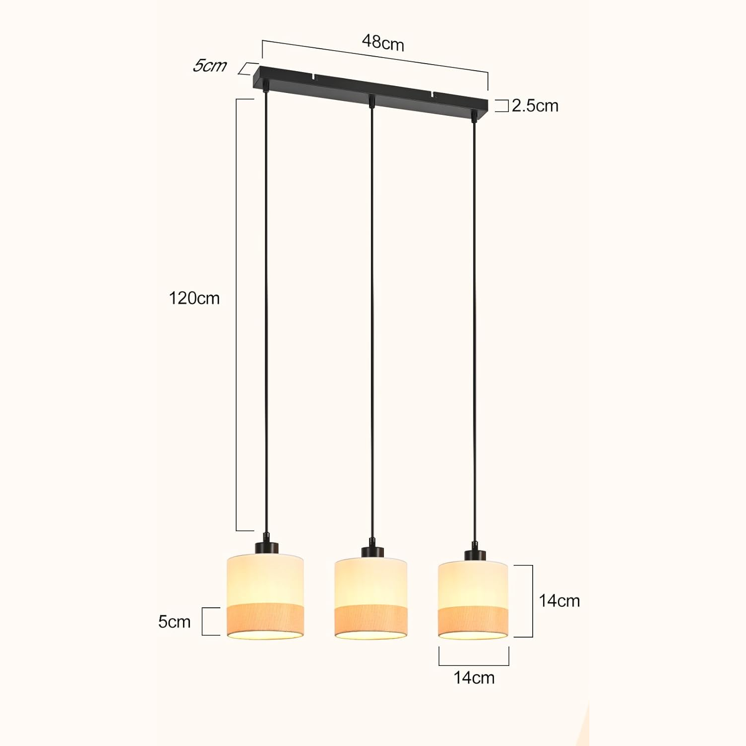 Jane Hanglamp, beige/zwart