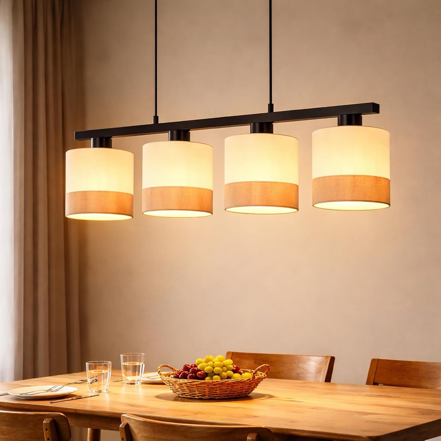 Jane Hanglamp, beige/zwart