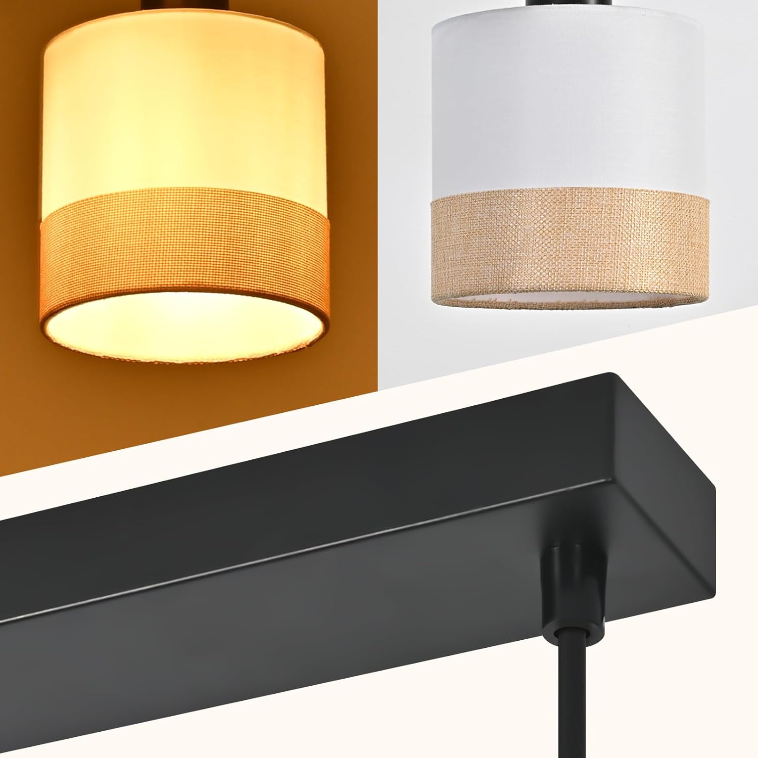 Jane Hanglamp, beige/zwart