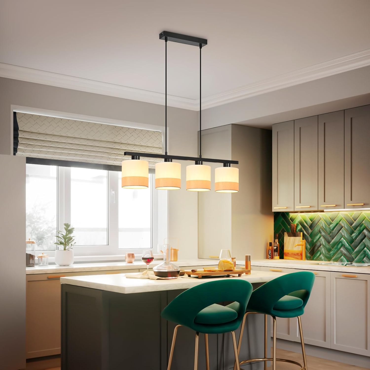 Jane Hanglamp, beige/zwart