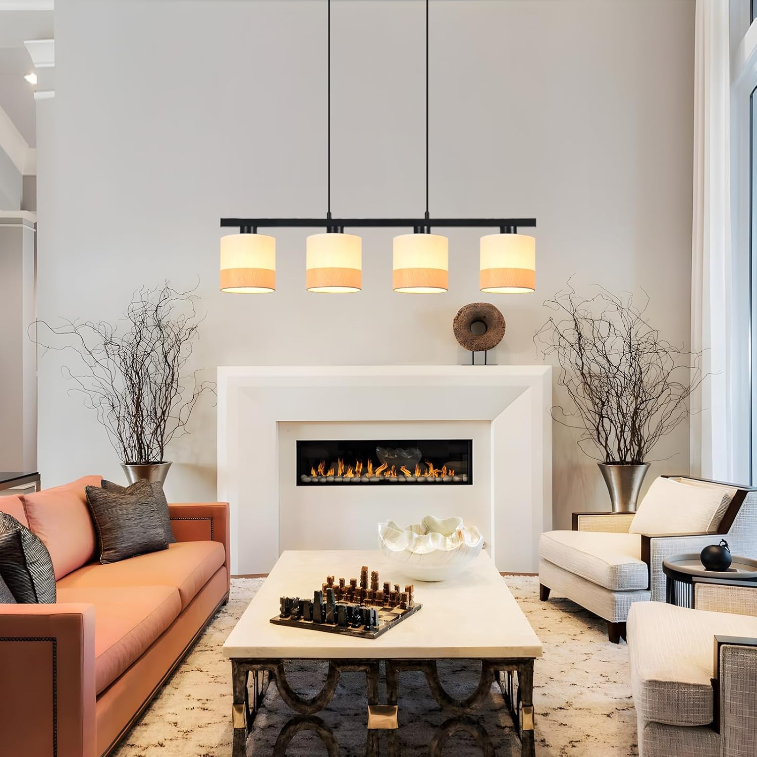 Jane Hanglamp, beige/zwart