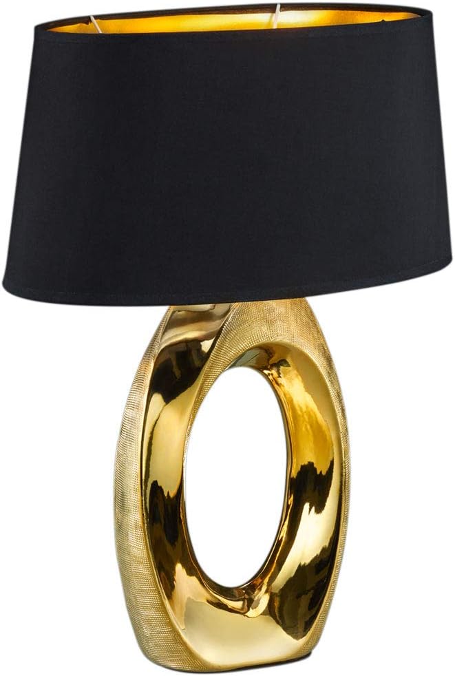 Tafellamp Keramiek met Stoffen Kap Zwart/Goud – 52 cm – Elara