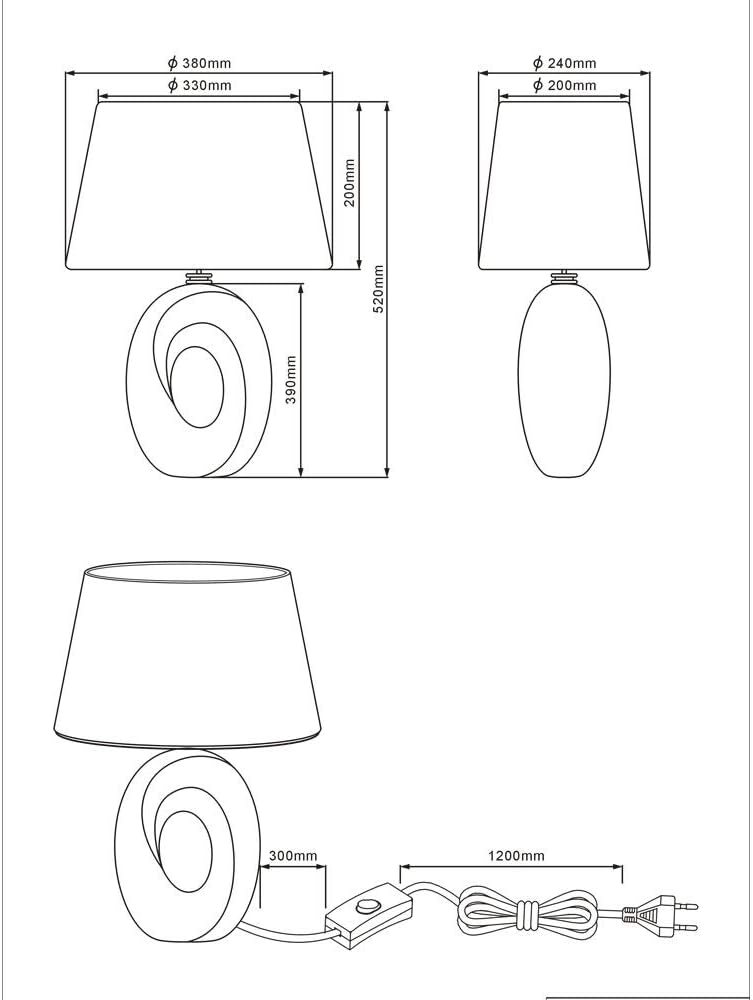 Tafellamp Keramiek met Stoffen Kap Zwart/Goud – 52 cm – Elara