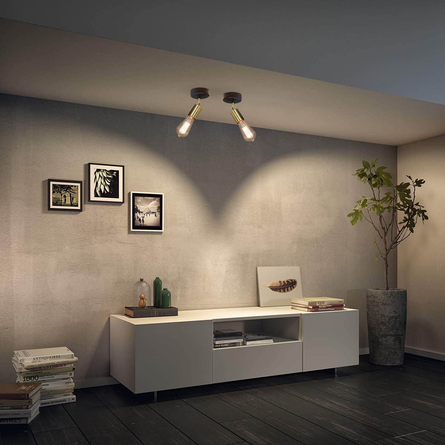 Plafondlamp / Wandlamp - zwart/goud - 1 Lichtpunt - Jake