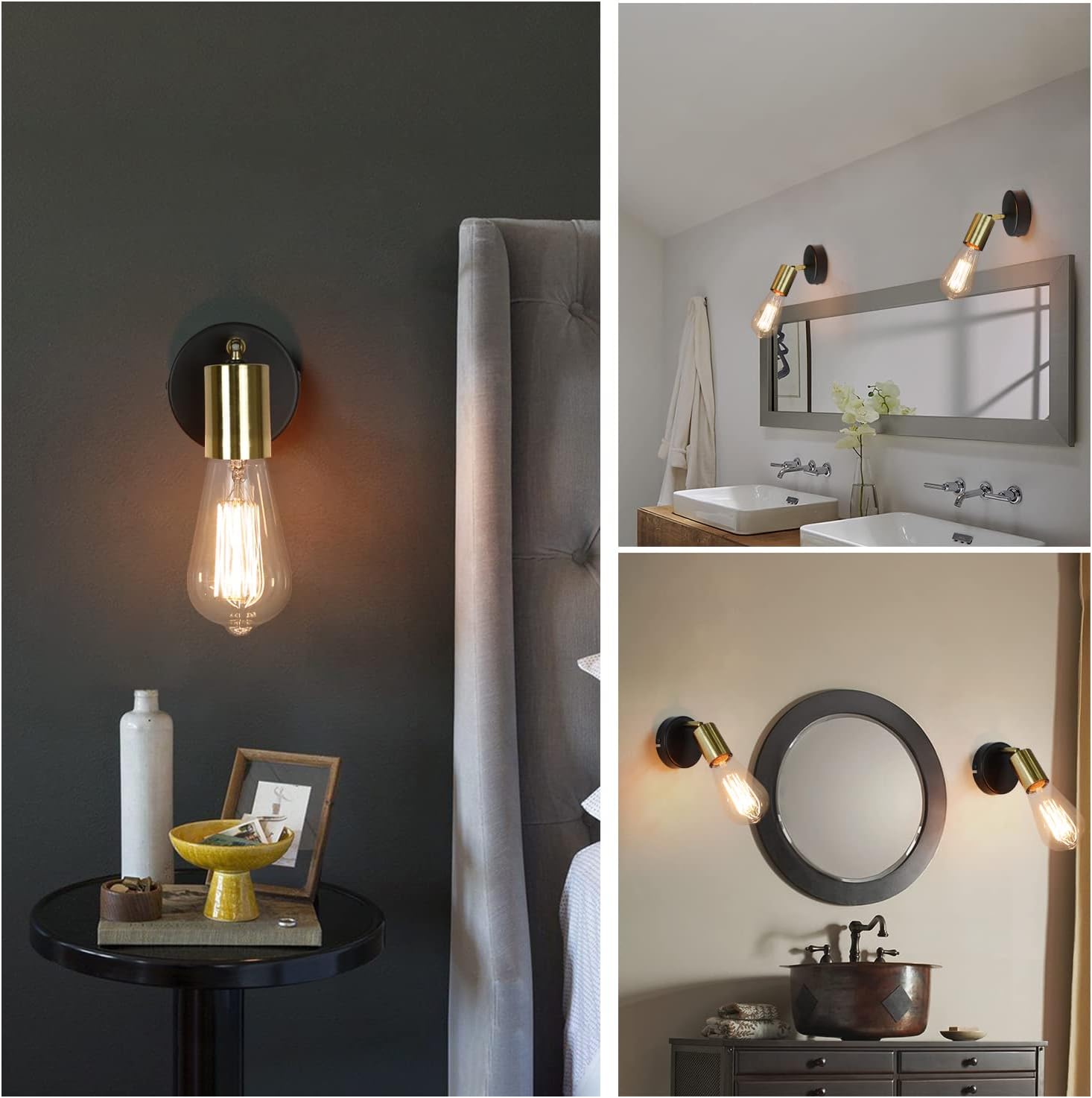 Plafondlamp / Wandlamp - zwart/goud - 1 Lichtpunt - Jake