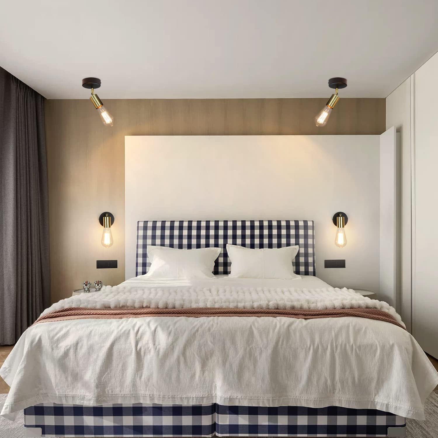 Plafondlamp / Wandlamp - zwart/goud - 1 Lichtpunt - Jake