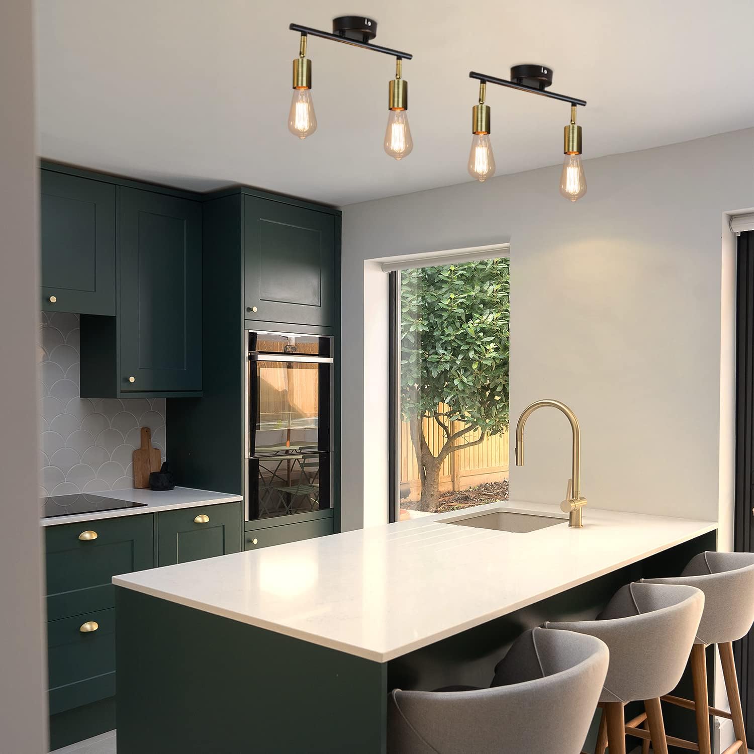 Plafondlamp / Wandlamp - zwart/goud - 2 Lichtpunten - Jake