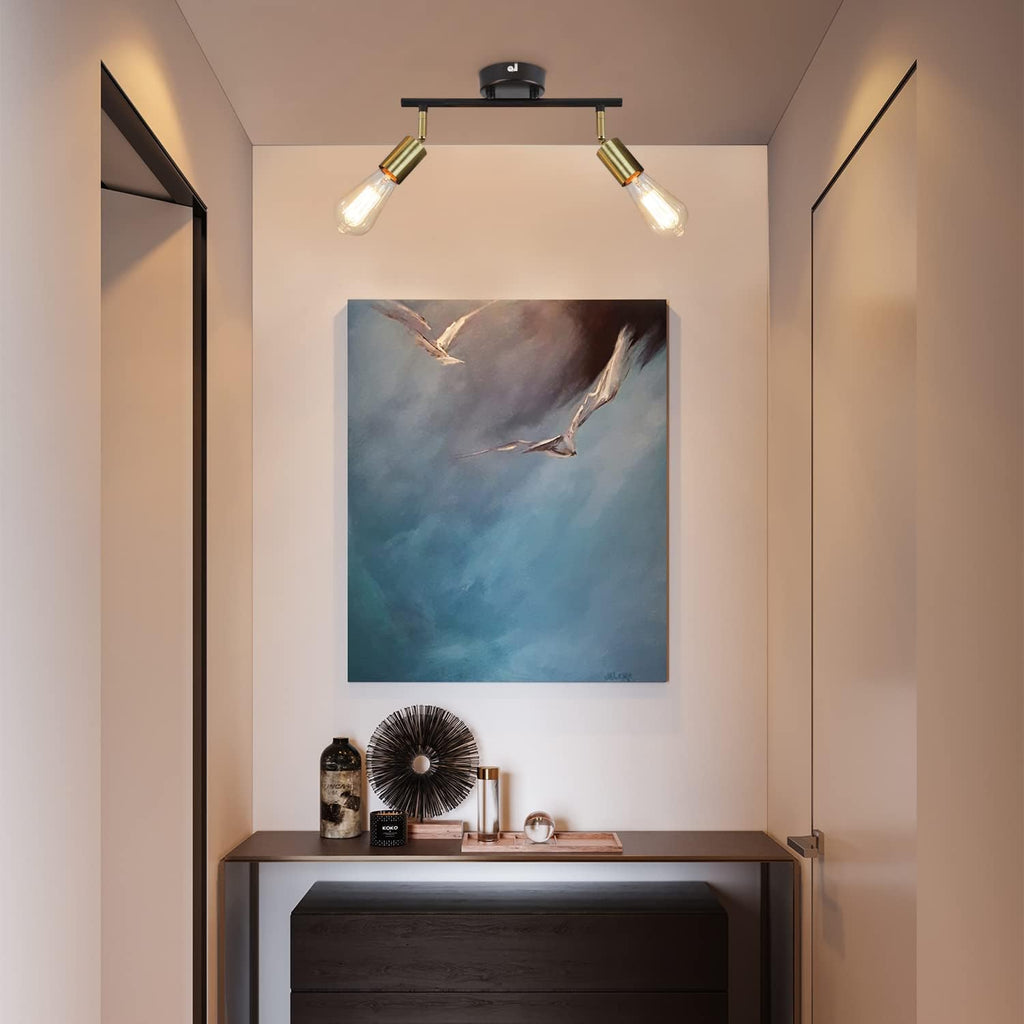 Plafondlamp / Wandlamp - zwart/goud - 2 Lichtpunten - Jake