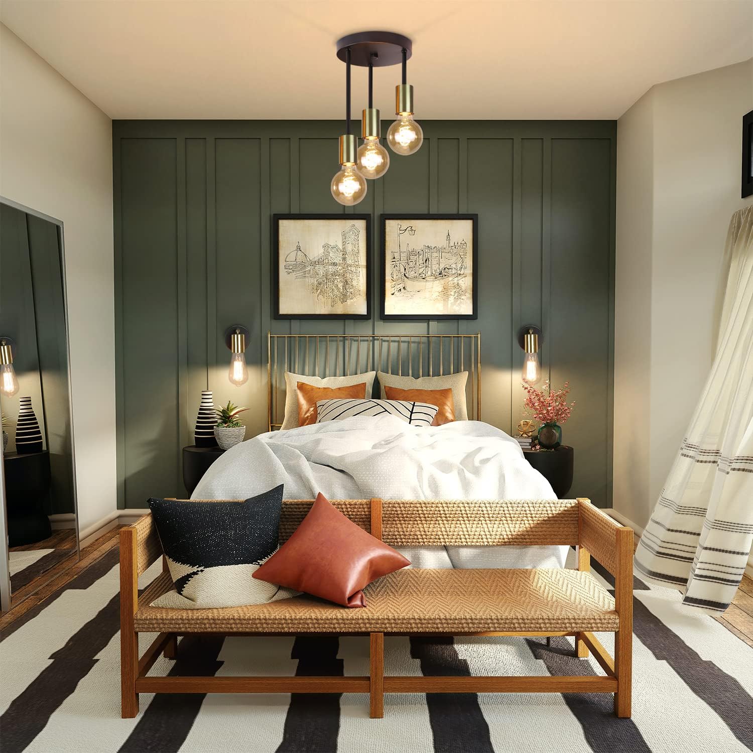 Plafondlamp zwart/goud - 3-lichtpunten - Jake