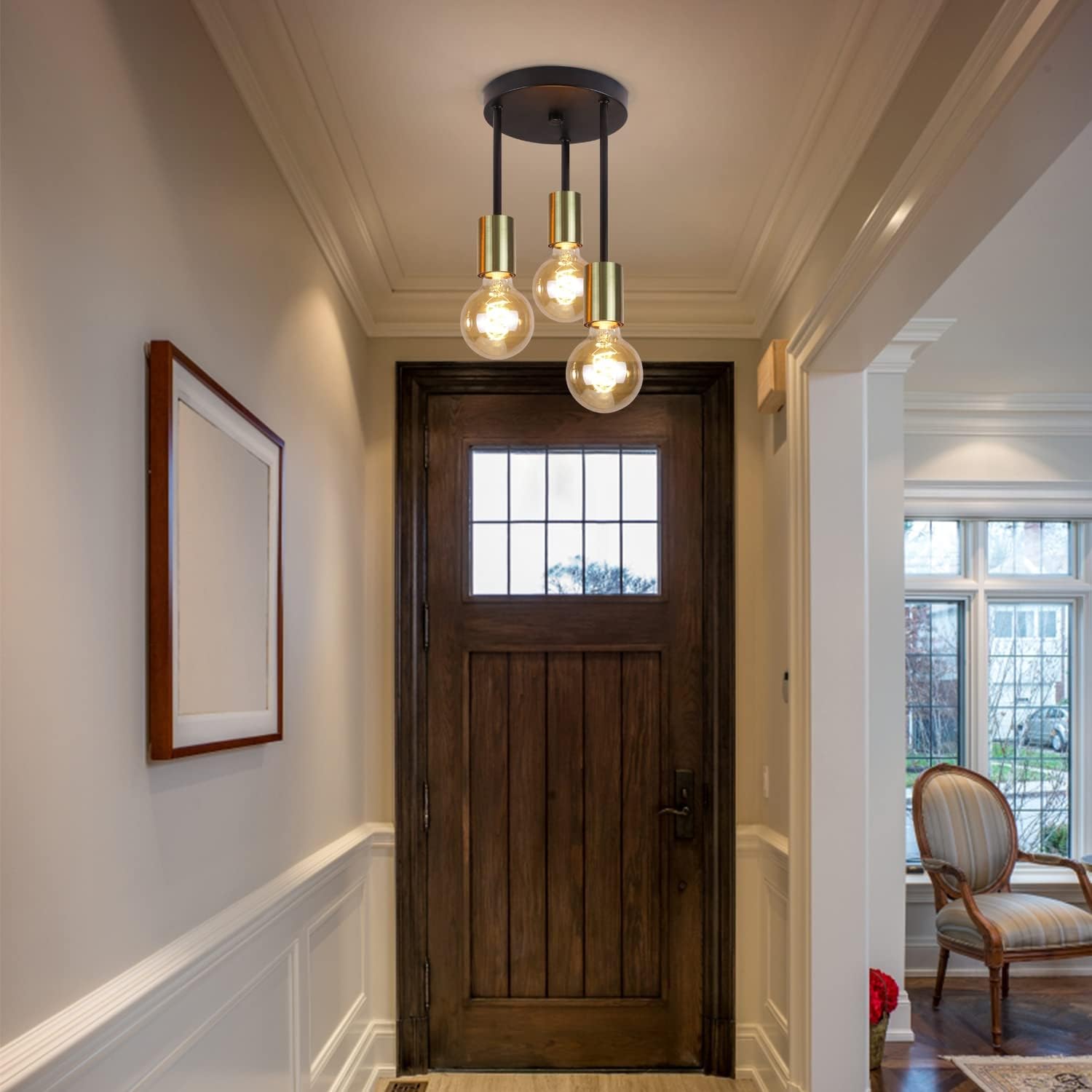 Plafondlamp zwart/goud - 3-lichtpunten - Jake