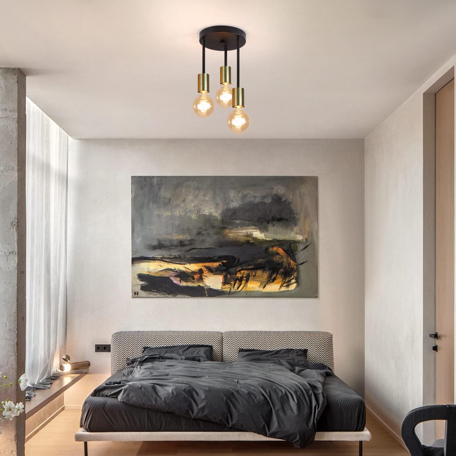 Plafondlamp zwart/goud - 3-lichtpunten - Jake