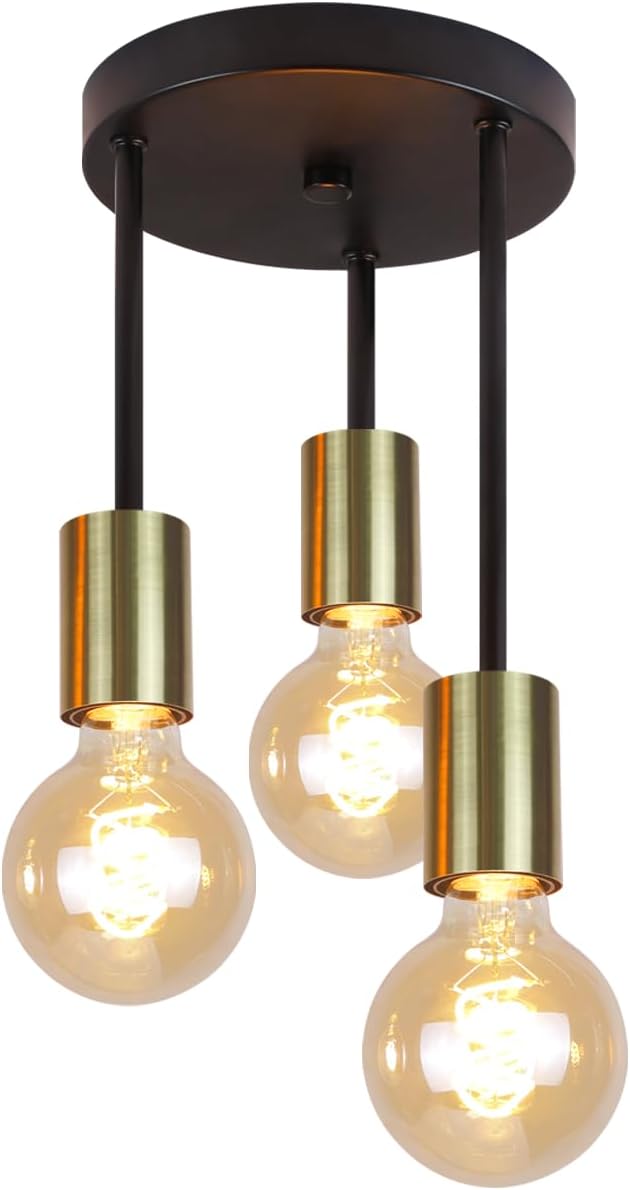 Plafondlamp zwart/goud - 3-lichtpunten - Jake