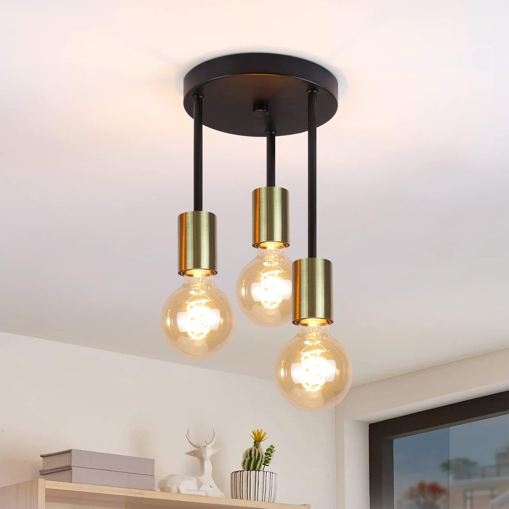 Plafondlamp zwart/goud - 3-lichtpunten - Jake