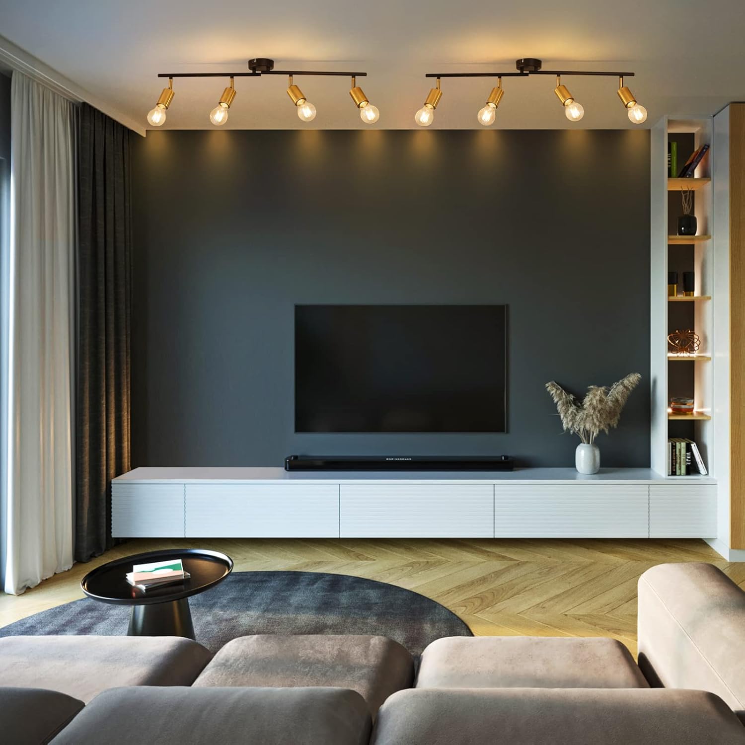 Plafondlamp zwart/goud - 4-lichtpunten - Jake