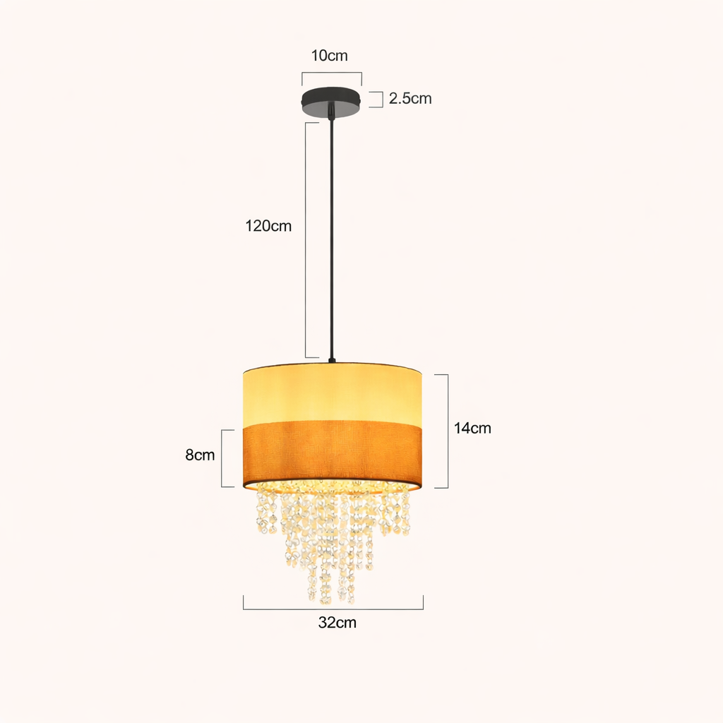 Jane Hanglamp met kristallen, beige/zwart