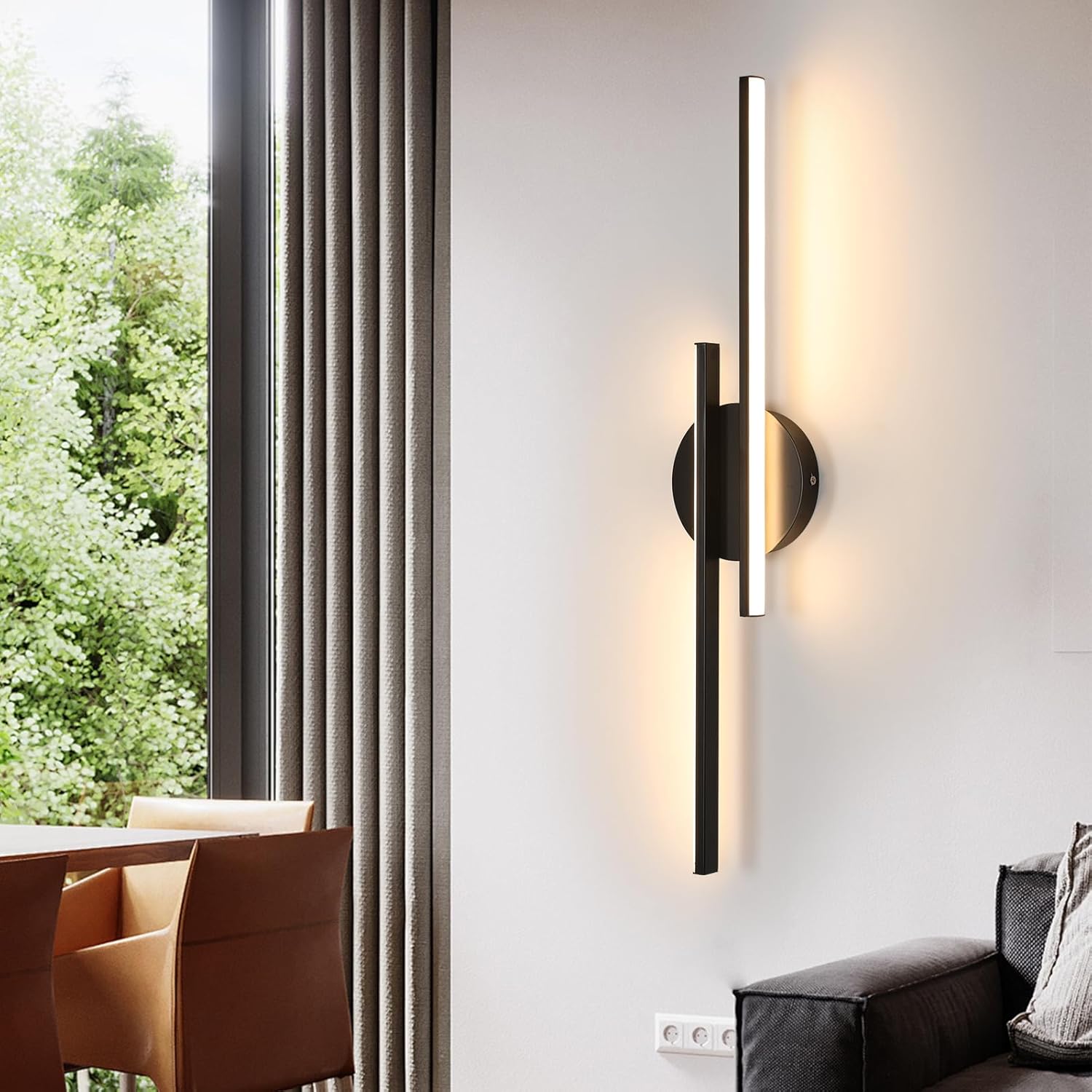 Moderne Wandlamp Zwart – LED Designlamp met Warm Licht – Liora