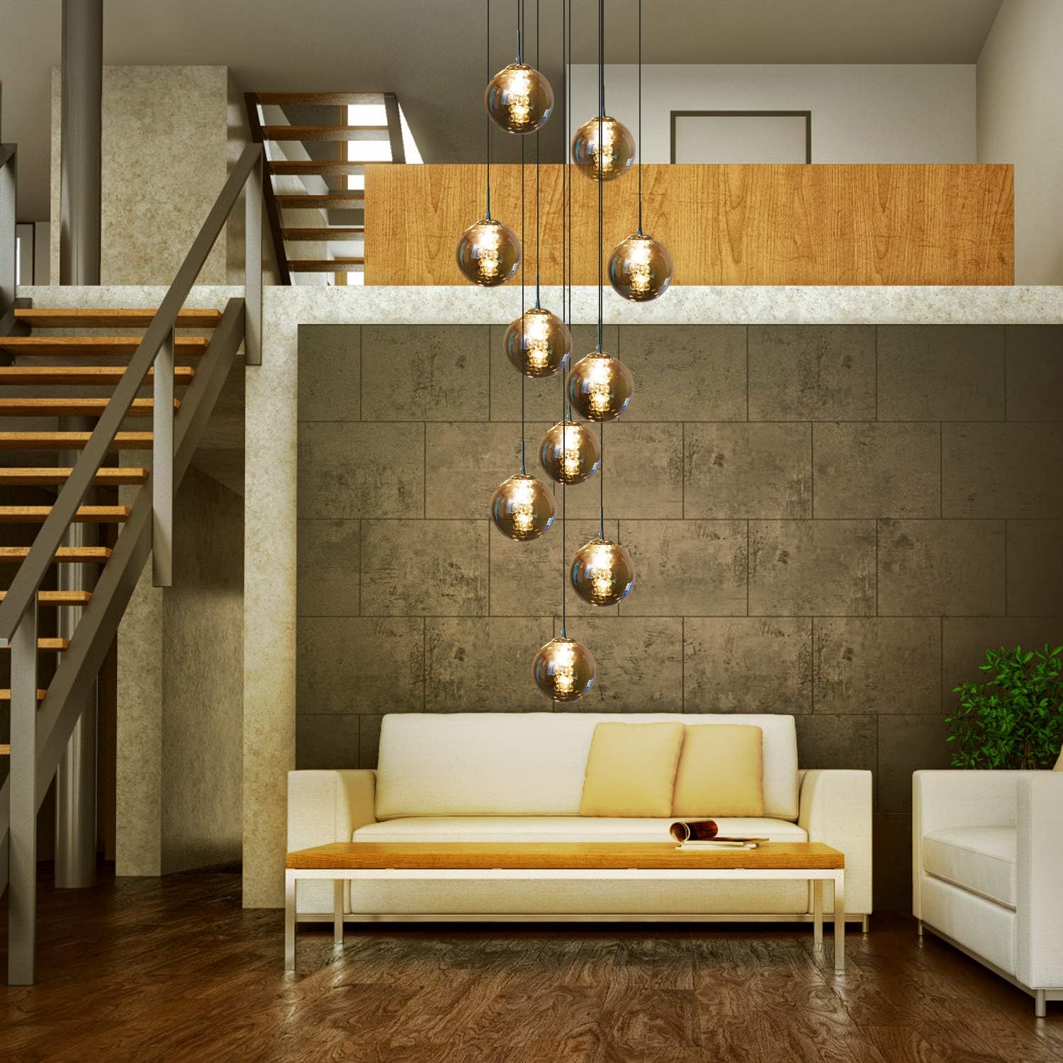 Glazen Bol Hanglamp met kristallen – 10 Lichtpunten – Orbix