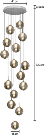 Glazen Bol Hanglamp met kristallen – 15 Lichtpunten – Orbix