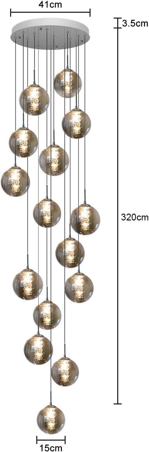Glazen Bol Hanglamp met kristallen – 15 Lichtpunten – Orbix