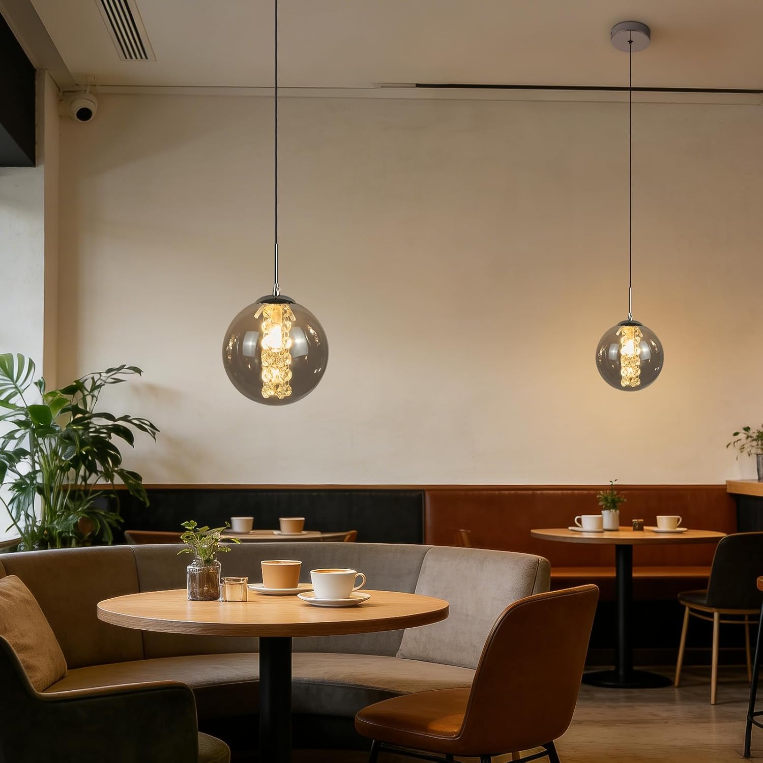 Glazen Bol Hanglamp met kristallen – 1 Lichtpunt – Orbix