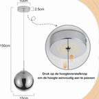 Glazen Bol Hanglamp met kristallen – 1 Lichtpunt – Orbix