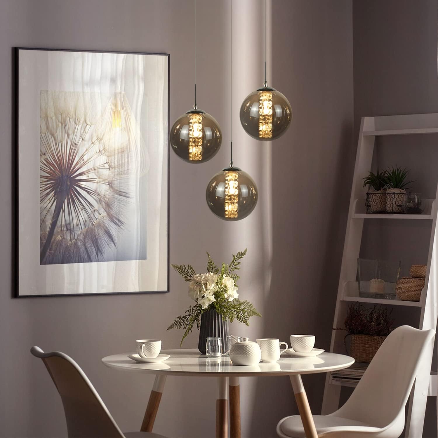 Glazen Bol Hanglamp met kristallen – 3 Lichtpunten – Orbix