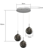 Glazen Bol Hanglamp met kristallen – 3 Lichtpunten – Orbix