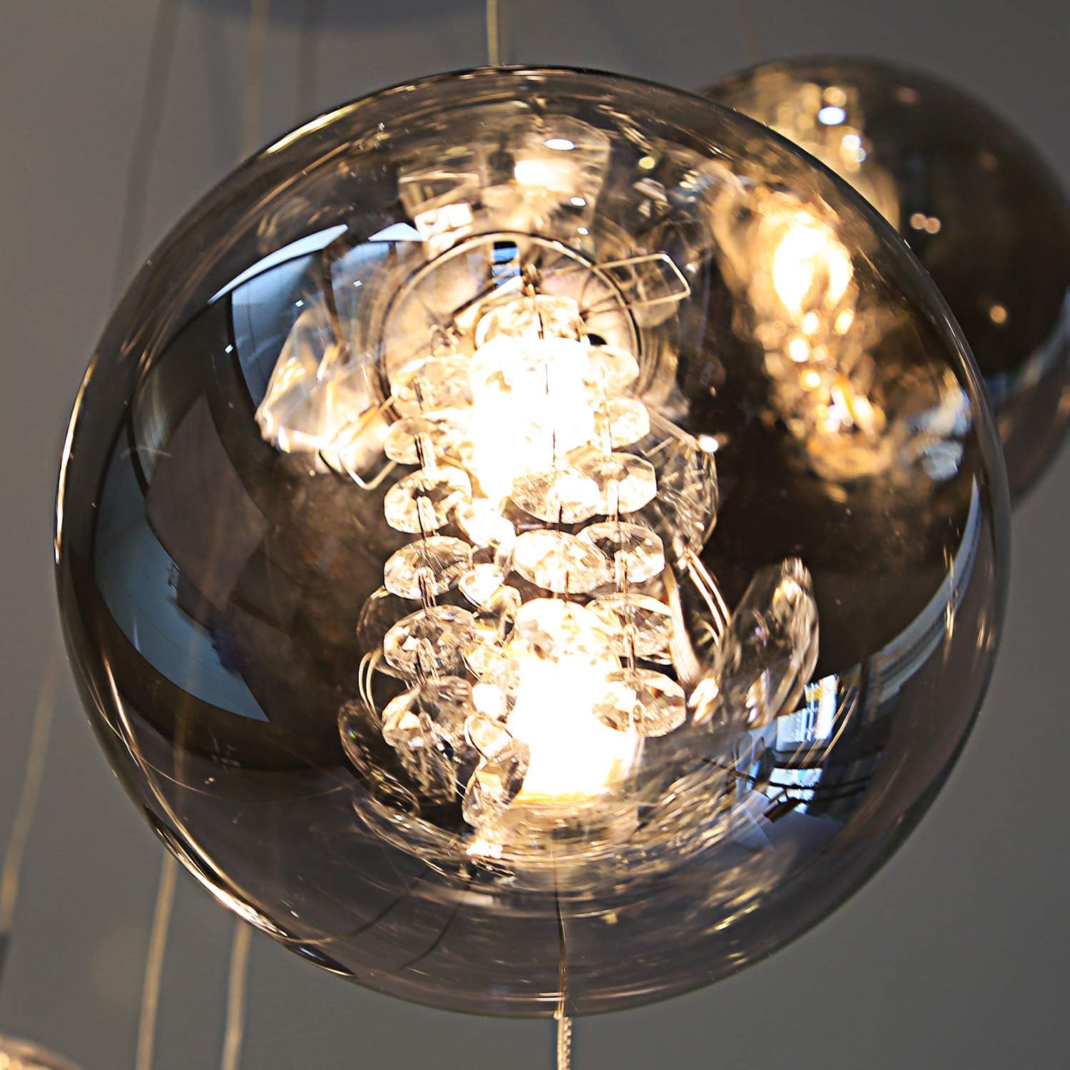 Glazen Bol Hanglamp met kristallen – 3 Lichtpunten – Orbix
