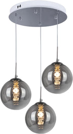 Glazen Bol Hanglamp met kristallen – 3 Lichtpunten – Orbix