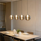 Glazen Bol Hanglamp met kristallen – 4 Lichtpunten – Orbix