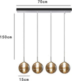 Glazen Bol Hanglamp met kristallen – 4 Lichtpunten – Orbix