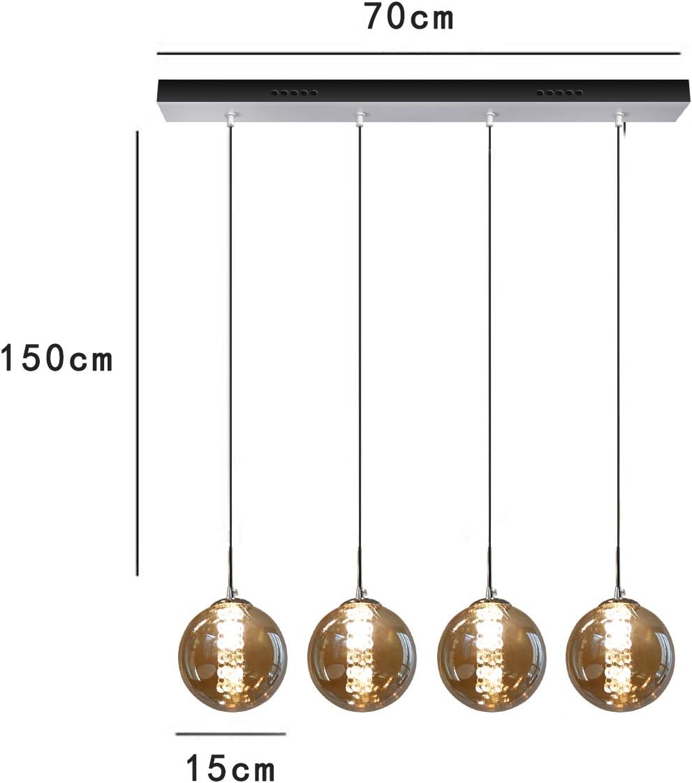 Glazen Bol Hanglamp met kristallen – 4 Lichtpunten – Orbix