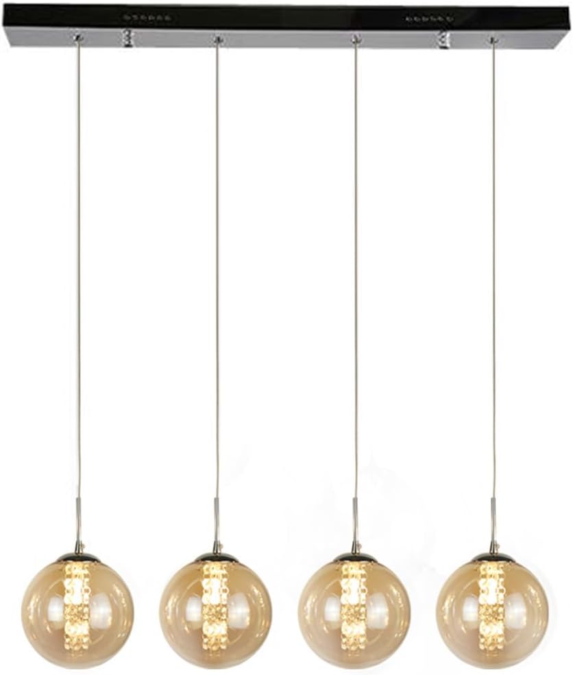 Glazen Bol Hanglamp met kristallen – 4 Lichtpunten – Orbix