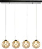 Glazen Bol Hanglamp met kristallen – 4 Lichtpunten – Orbix