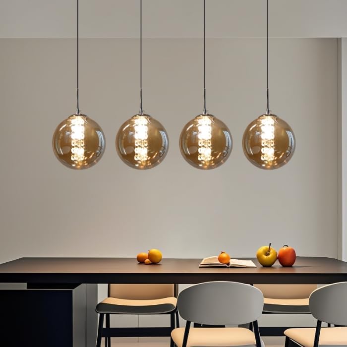 Glazen Bol Hanglamp met kristallen – 4 Lichtpunten – Orbix