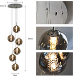 Glazen Bol Hanglamp met kristallen – 6 Lichtpunten – Orbix