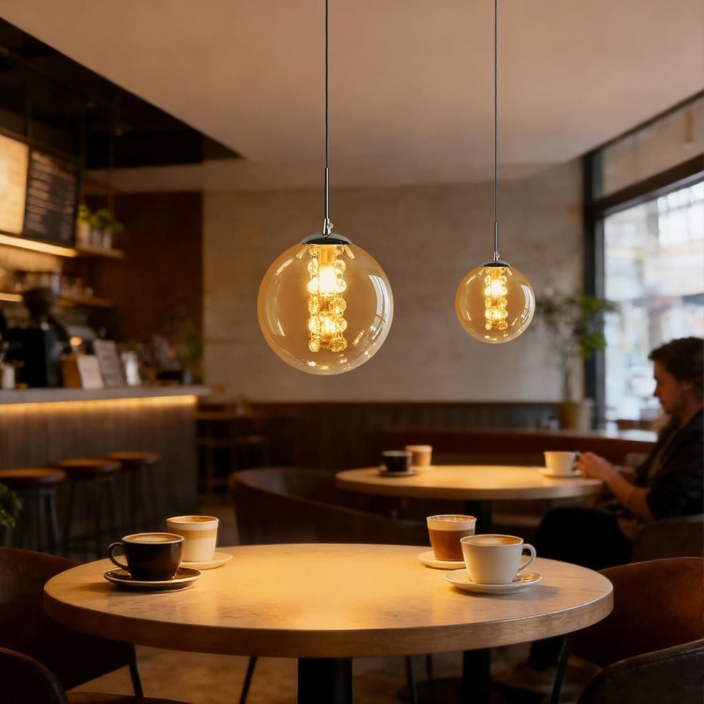 Glazen Bol Hanglamp met kristallen – 1 Lichtpunt – Orbix
