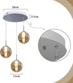 Glazen Bol Hanglamp met kristallen – 3 Lichtpunten – Orbix