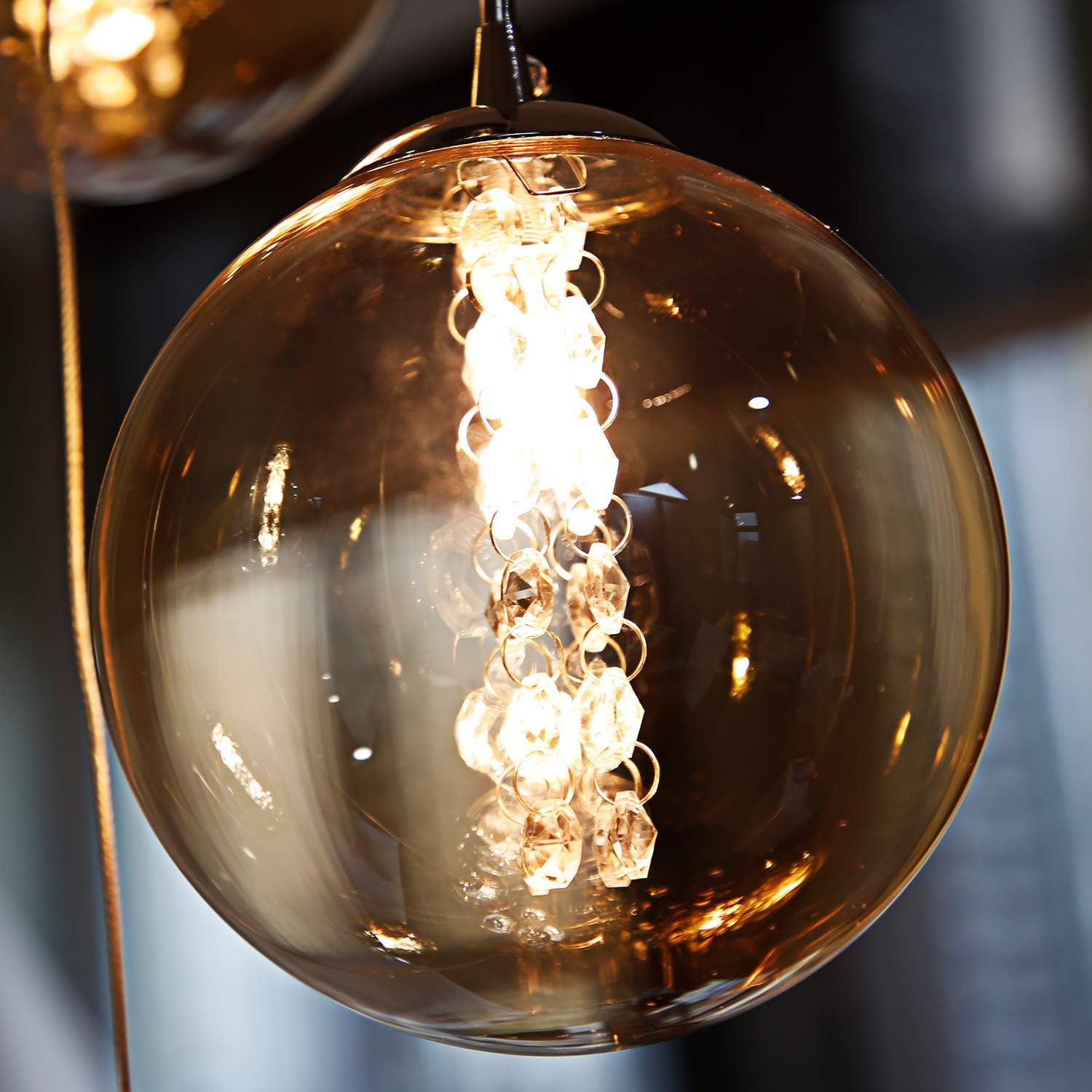 Glazen Bol Hanglamp met kristallen – 3 Lichtpunten – Orbix
