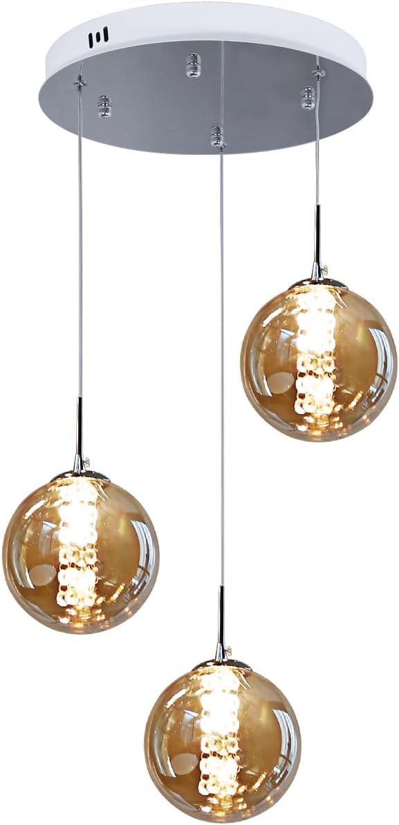 Glazen Bol Hanglamp met kristallen – 3 Lichtpunten – Orbix