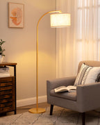 Vloerlamp Booglamp met Beige Linnen Kap, Inclusief E27 LED lamp – Vera