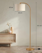 Vloerlamp Booglamp met Beige Linnen Kap, Inclusief E27 LED lamp – Vera